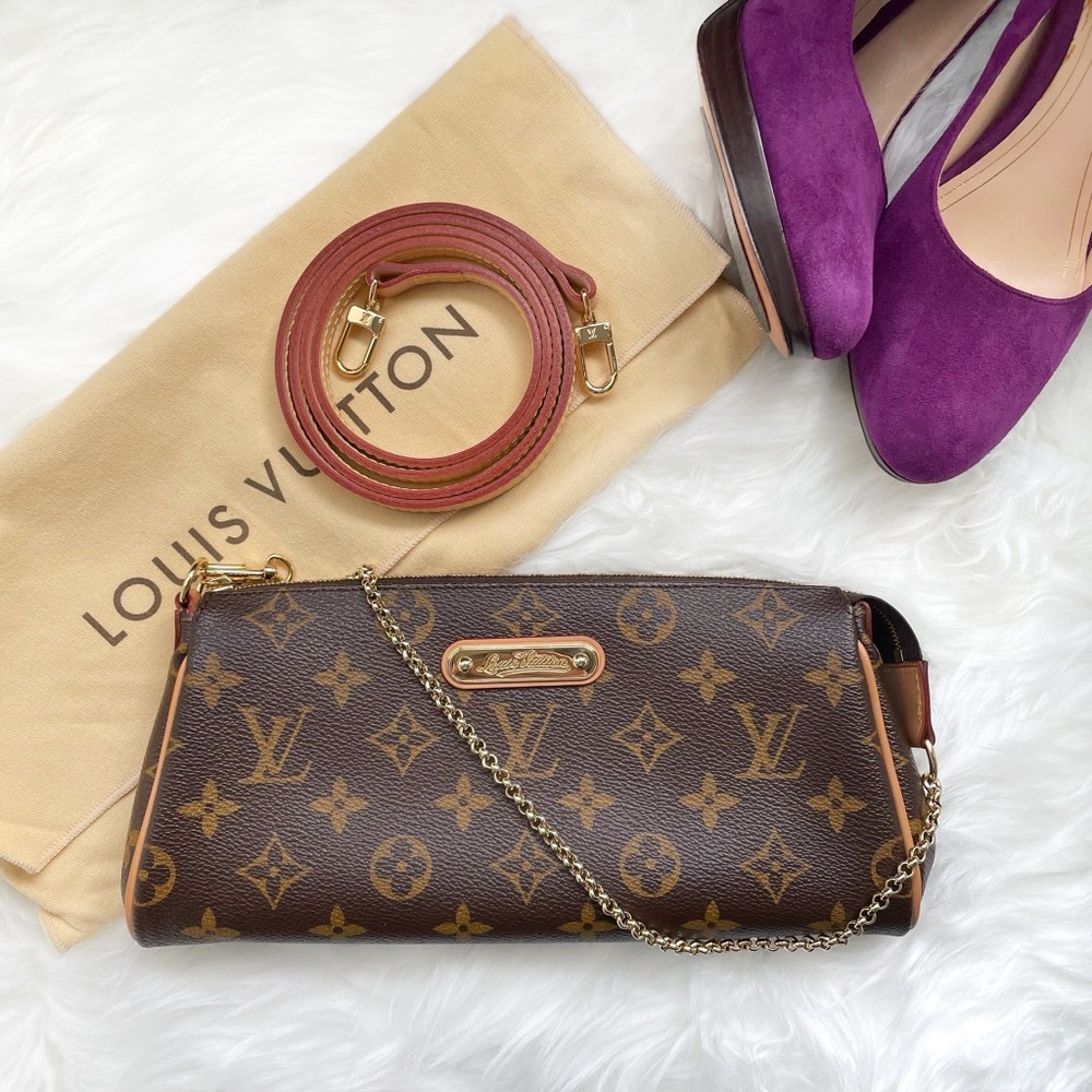 Louis Vuitton Eva Clutch, Monogram Canvas, Chain Shoulder Bag and Crossbody